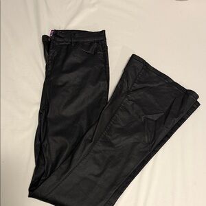 edikted black leather flare pants